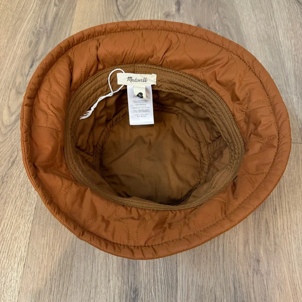 Madewell‎ Quilted Bucket Hat Warm Coffee Quilt Puffer Women Accessory EUC